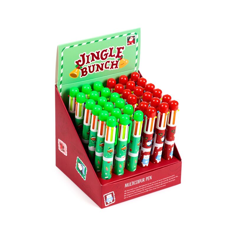 Jingle kerstmis meerkleurige pen (6 kleuren)