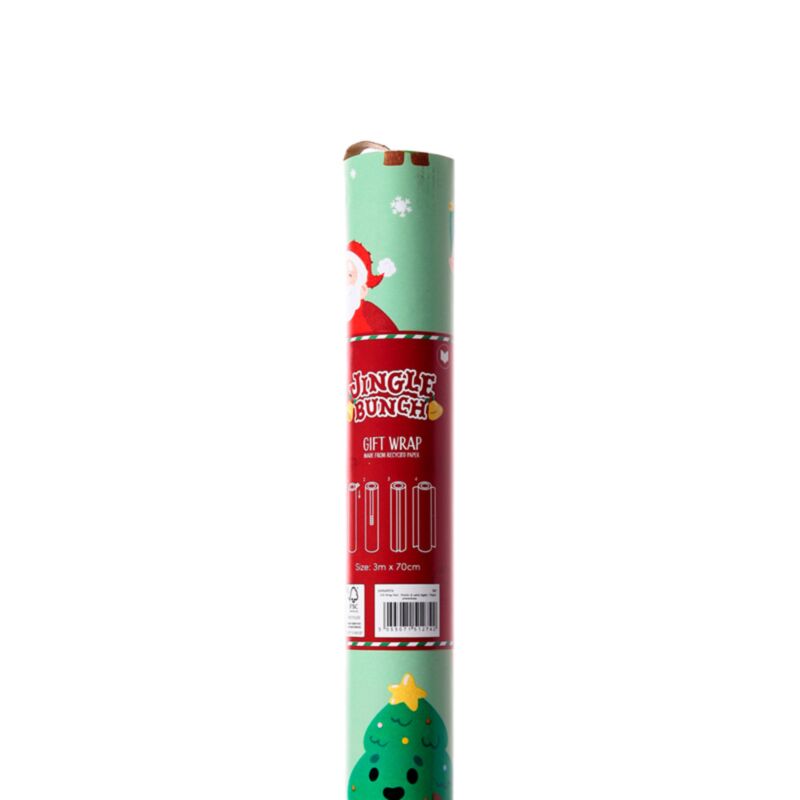 Jingle kerstmis 3m cadeaupapier rol