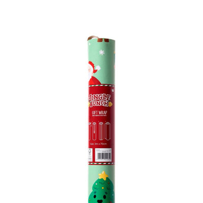 Jingle kerstmis 3m cadeaupapier rol