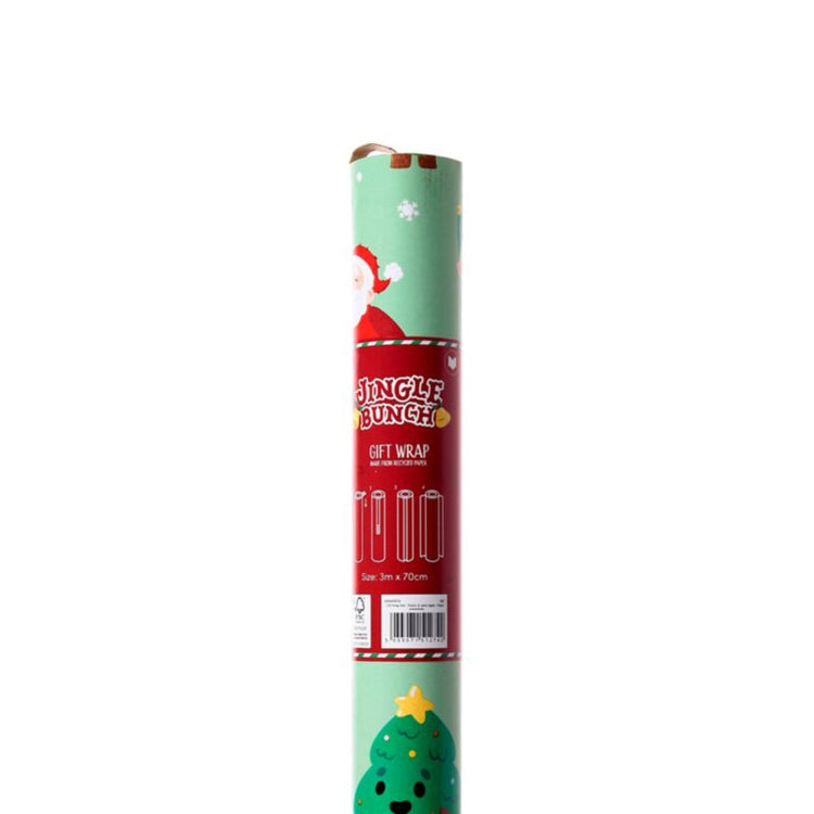 Jingle kerstmis 3m cadeaupapier rol
