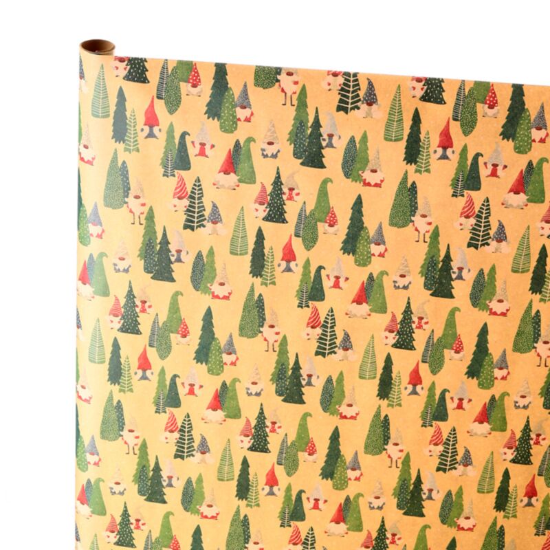 Kersmis gnoom 3m cadeaupapier rol