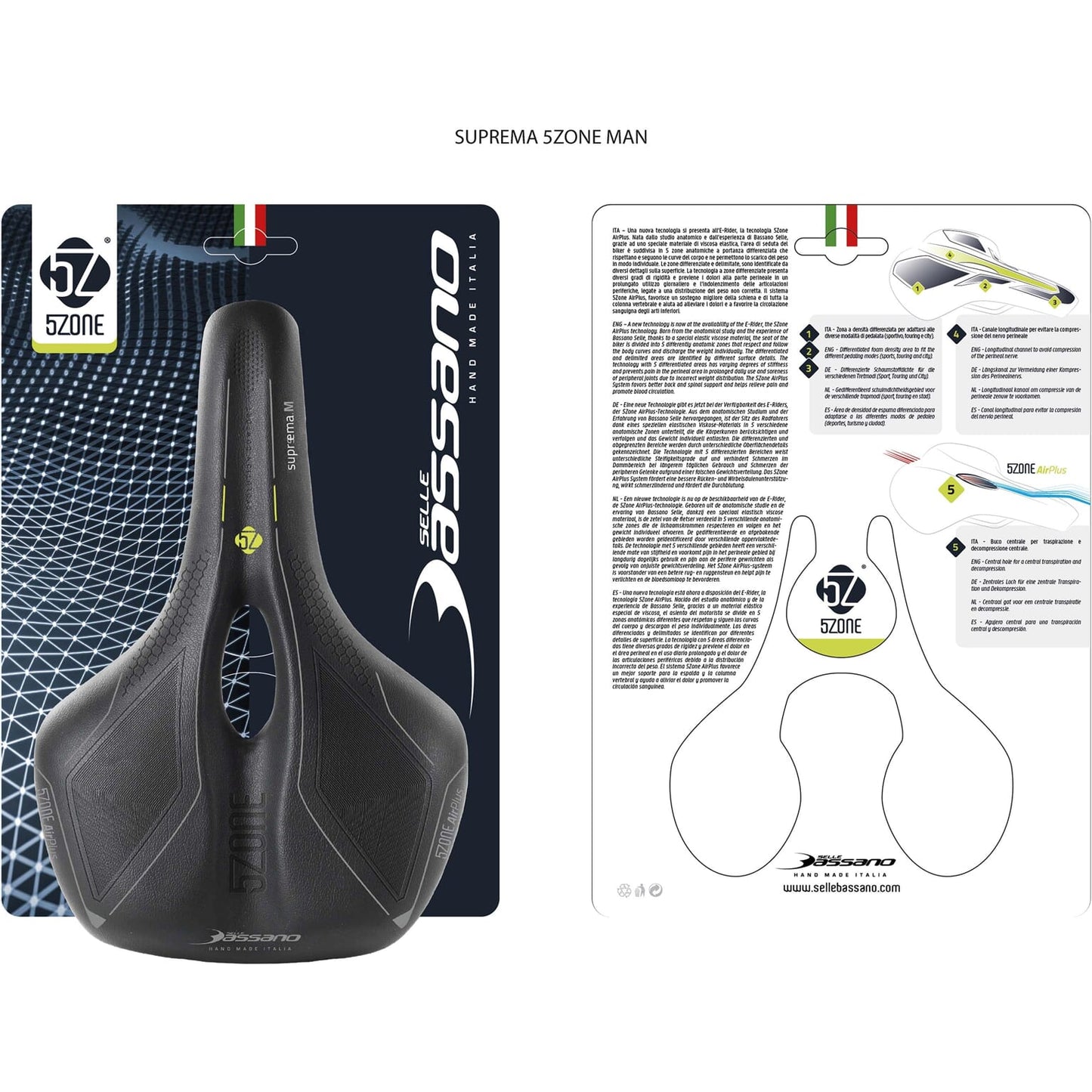 Selle Bassano zadel Suprema 5zone EL heren zwart