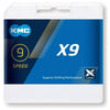 KMC X9 Grey fietsketting, 114 schakels, 9-speed, grijs