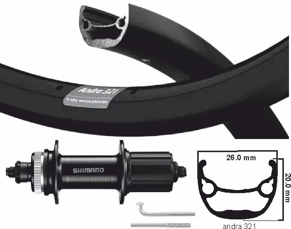 Kgs achterwiel 622 shimano zac321 zwarte velg rvs cassette 8 9 10 speed