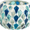 Home styling theelichthouder blauw mozaïek 9x9x6cm