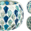 Home styling theelichthouder blauw mozaïek 9x9x6cm
