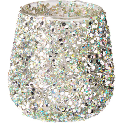 Home styling theelichthouder glas met kralen multicolor groen 8cm