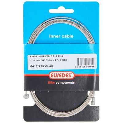 Elvedes Rem binnenkabel 2250mm RVS V-nippel 6412 27RVS-49