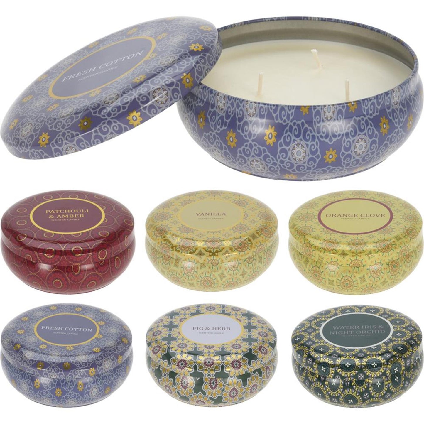 Home styling geurkaars in blik 13,5x10,9cm