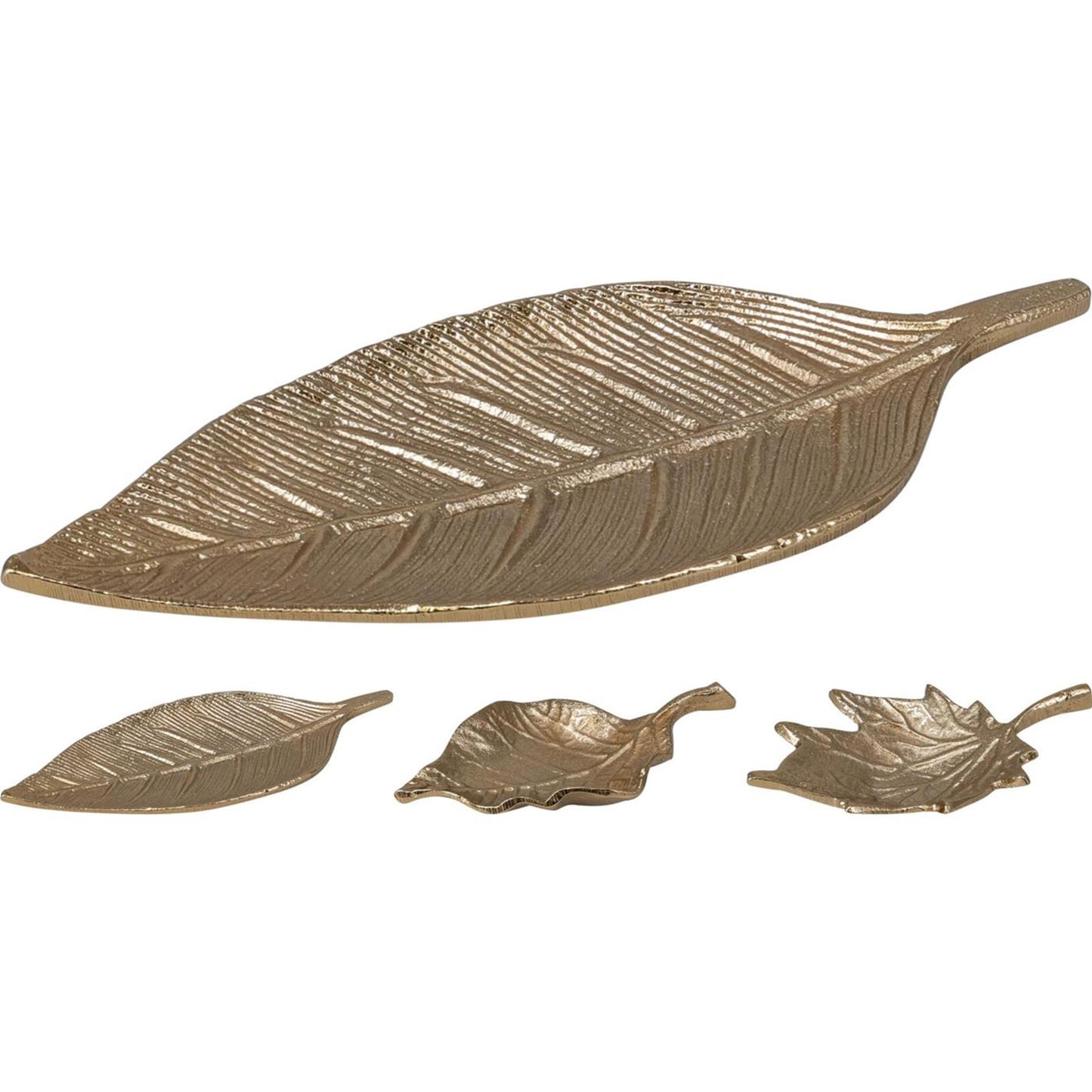 Home styling blad schaaltje metaal 3 ass vorm goudkleur