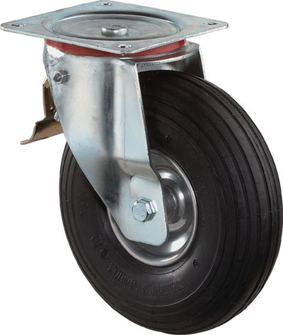 Bs rollen wiel met luchtband | wiel-d. 260 mm draagvermogen 200 kg | met schroefplaat zwenkwiel | luchtbanden zwart | 1 stuk - l420.c90.260 l420.c90.260