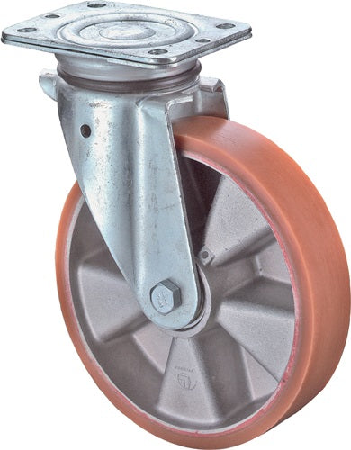 Bs rollen zwenkwiel | wiel-d. 200 mm draagvermogen 600 kg | met schroefplaat | gietwerk polyurethaan-wielband | 1 stuk - n100.b90.203 n100.b90.203