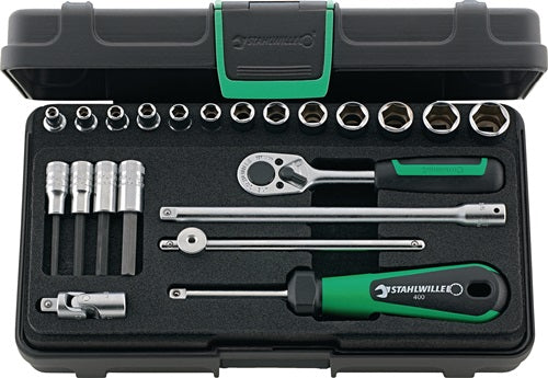 Stahlwille dopsleutelset | 22-delig 1 4 inch | sleutelwijdtes 3,5-13 mm | aantal tanden 22 6-kant | 1 stuk - 96011113 96011113