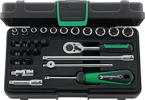 Stahlwille dopsleutelset | 29-delig 1 4 inch | sleutelwijdtes 5-14 mm | aantal tanden 22 6-kant | 1 stuk - 96011136 96011136