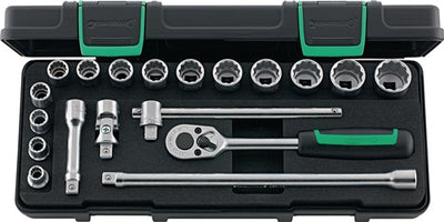 Stahlwille dopsleutelset | 19-delig 3 8 inch | sleutelwijdtes 8-22 mm | aantal tanden 30 12-kant | 1 stuk - 96024132 96024132