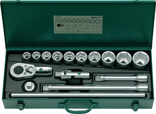 Stahlwille dopsleutelset | 16-delig 3 4 inch | sleutelwijdtes 22-50 mm | aantal tanden 36 6-kant | 1 stuk - 96050104 96050104