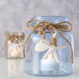 Boltze home windlicht calas met zee decoratie dia11x11,5cm glas blauw bruin - afbeelding 2