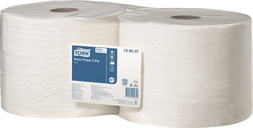 Tork poetsdoek | ca. l340xb235 mm | wit | 2 laags, geperforeerd, met reliëf | 2 stuks - 129237 129237