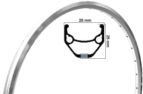 Ryde velg zac 421 28 inch (622) zilver remrand 32 gaats dubbel gebust