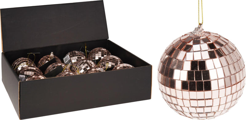 Home styling kerstbal spiegelbal 8cm rose goud