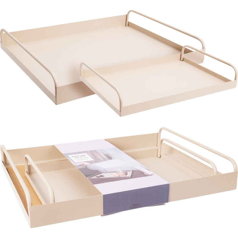 Home styling dienblad set van 2 metaal zandkleur