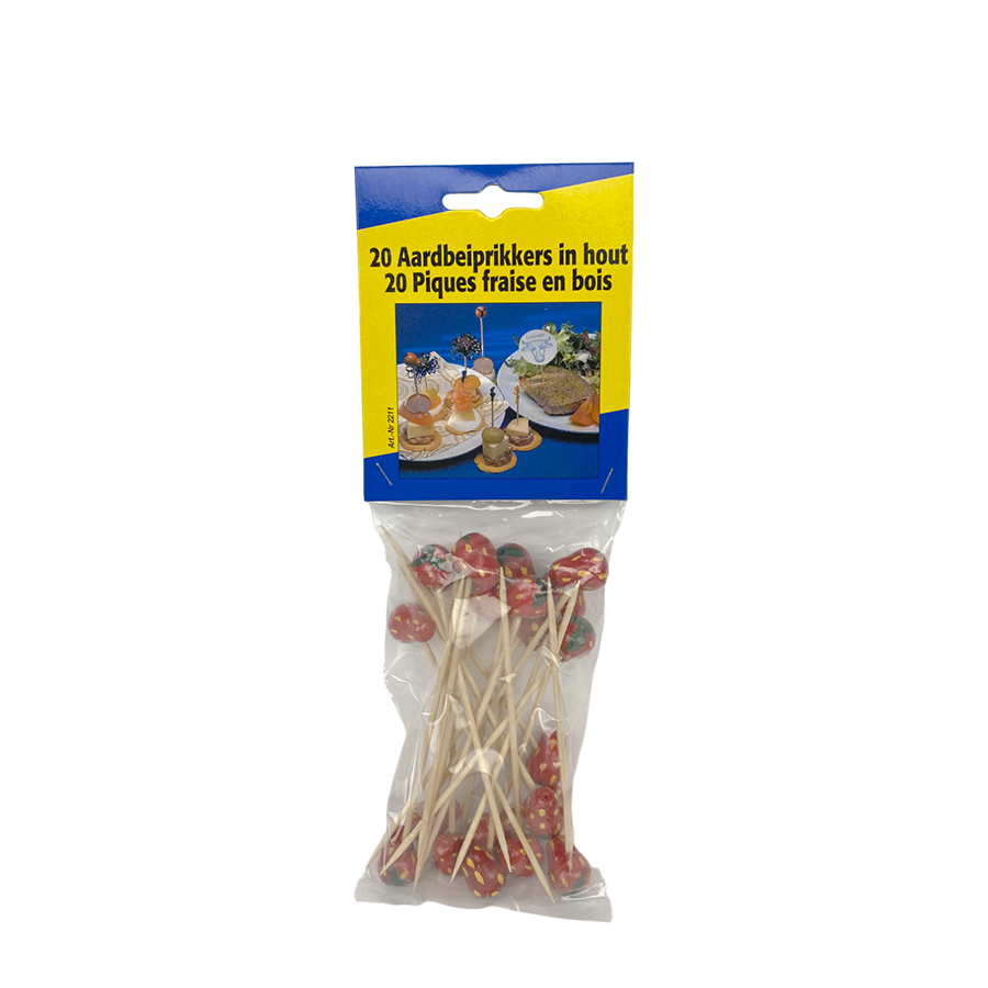Aardbeiprikkers hout 11,5cm 20 stuks