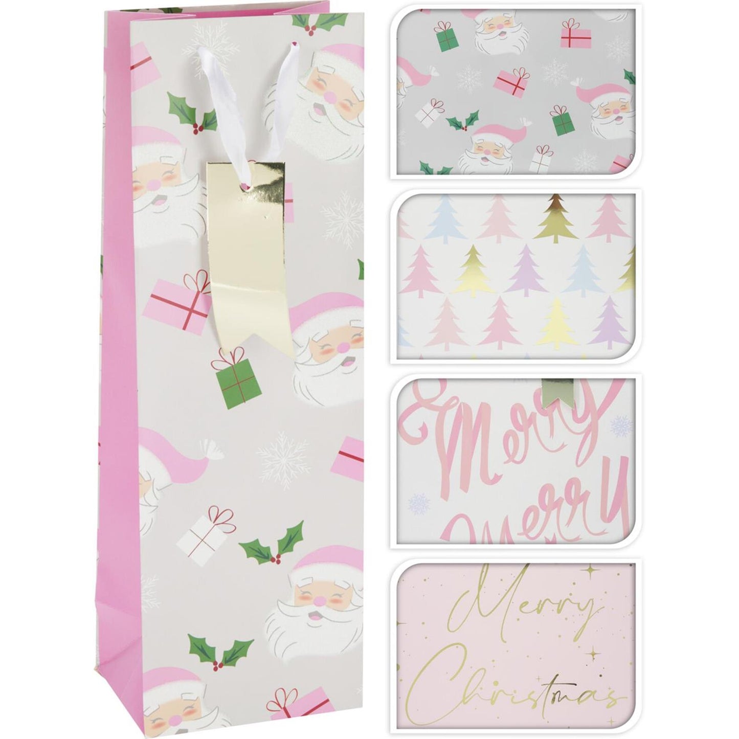 Home styling geschenktas voor fles kerst 4 assorti