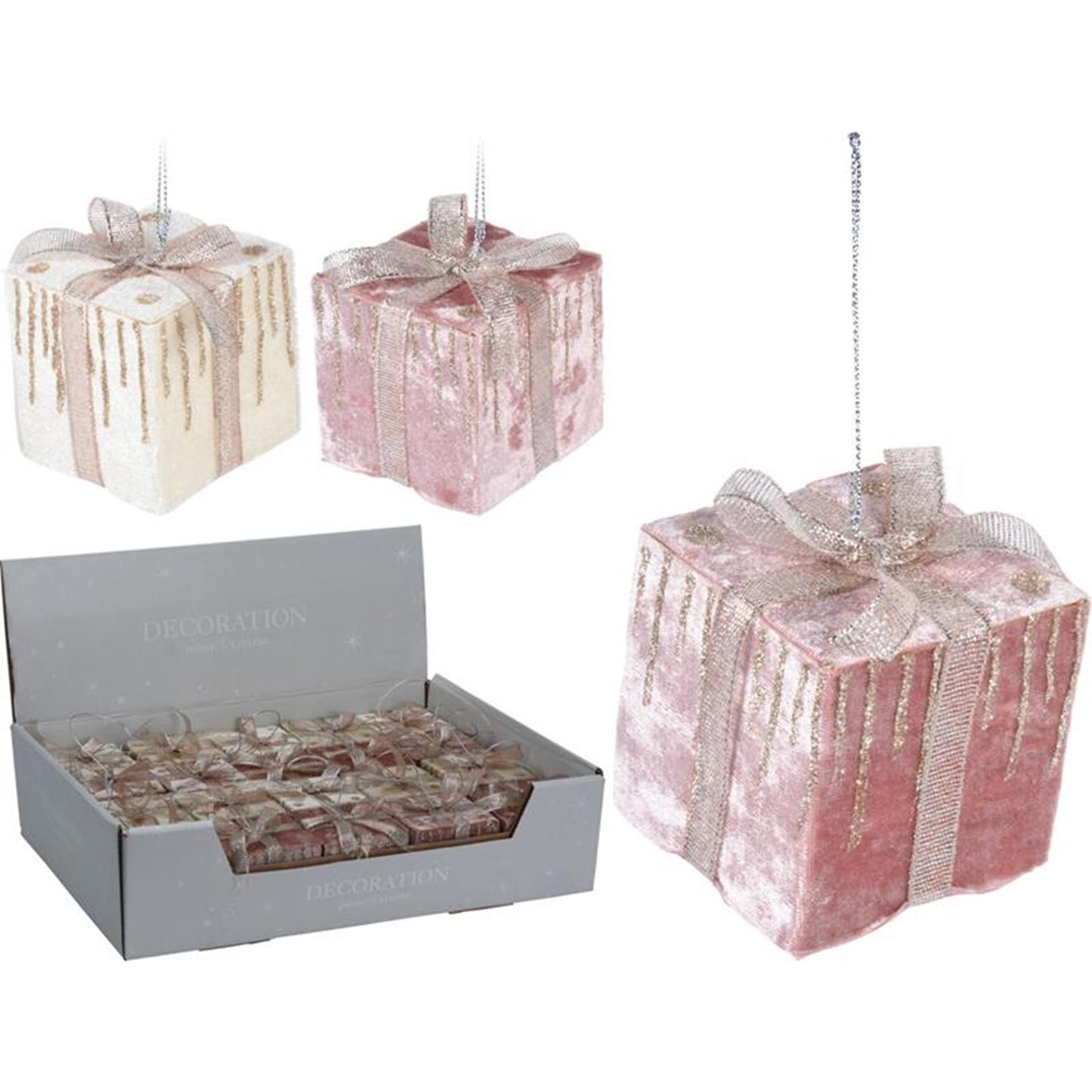 Home styling hanger kadootje velours 7cm roze