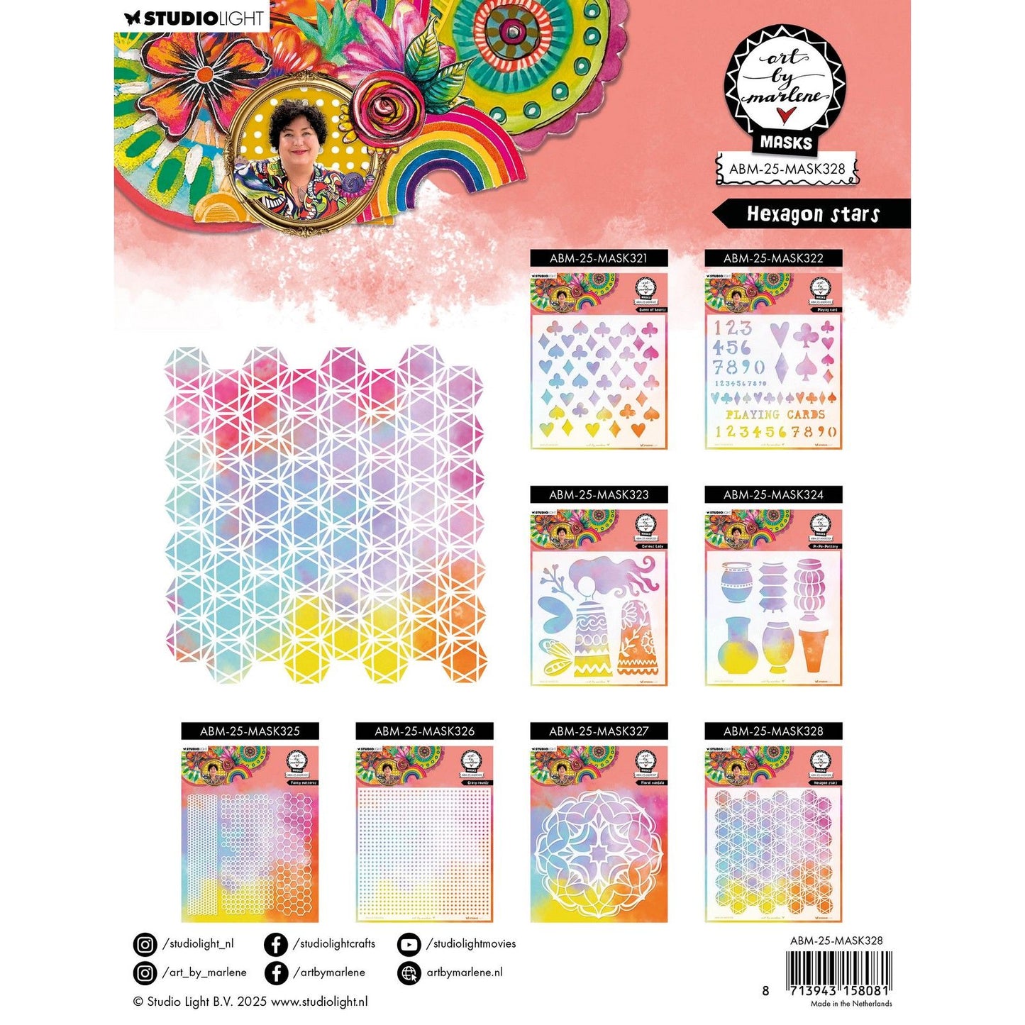 Studio light • art by marlene mask hexagon stars