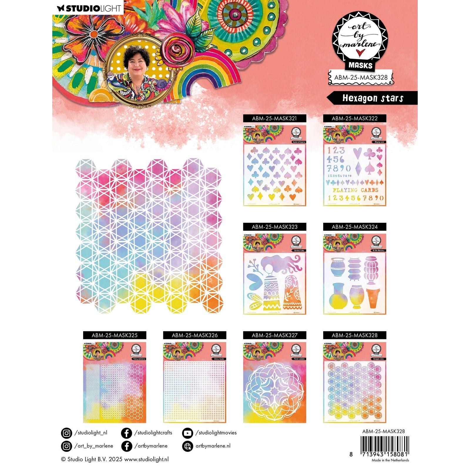 Studio light • art by marlene mask hexagon stars