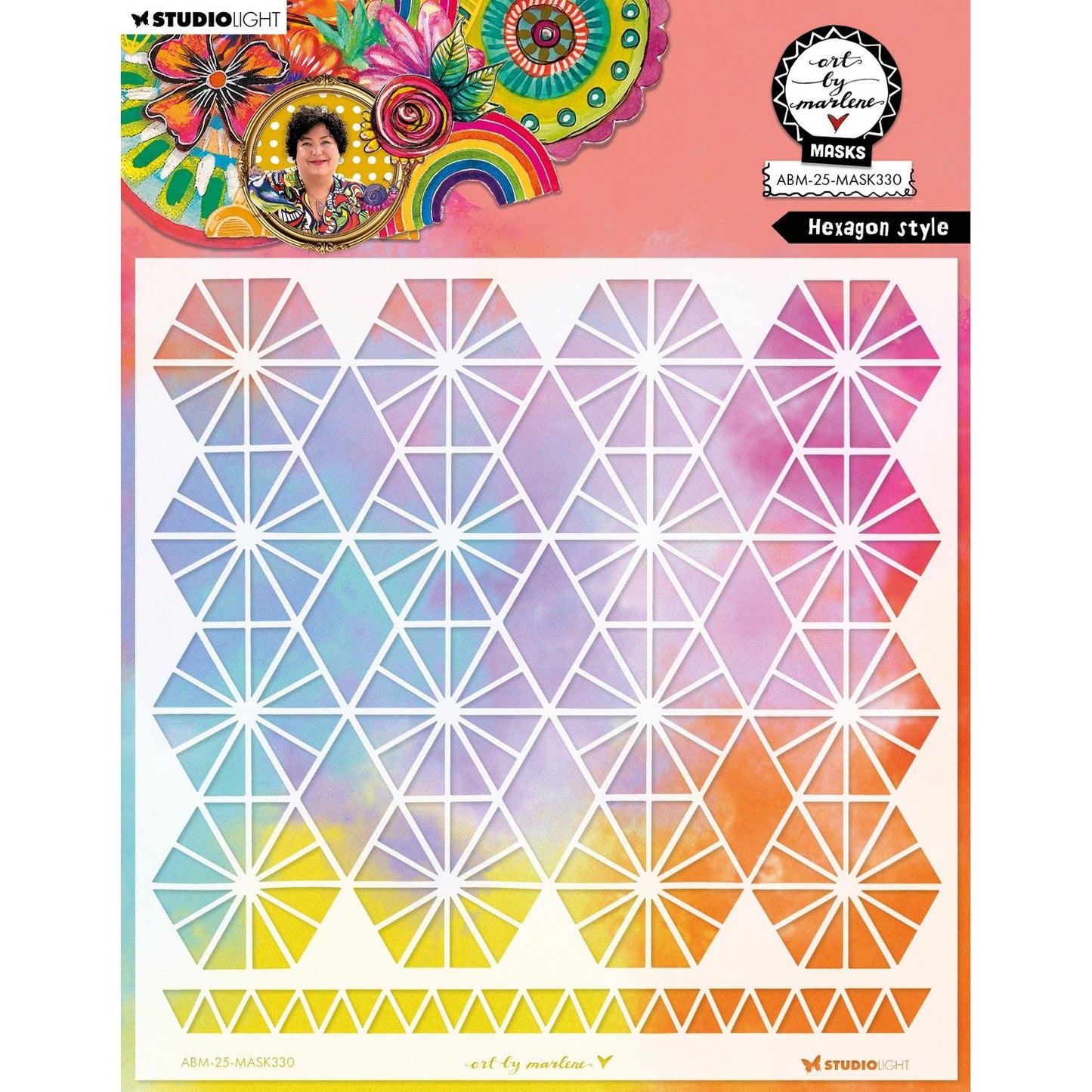 Studio light • art by marlene mask stencil hexagon style