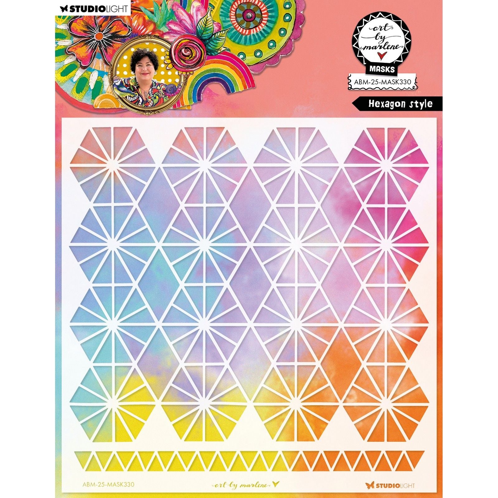 Studio light • art by marlene mask stencil hexagon style