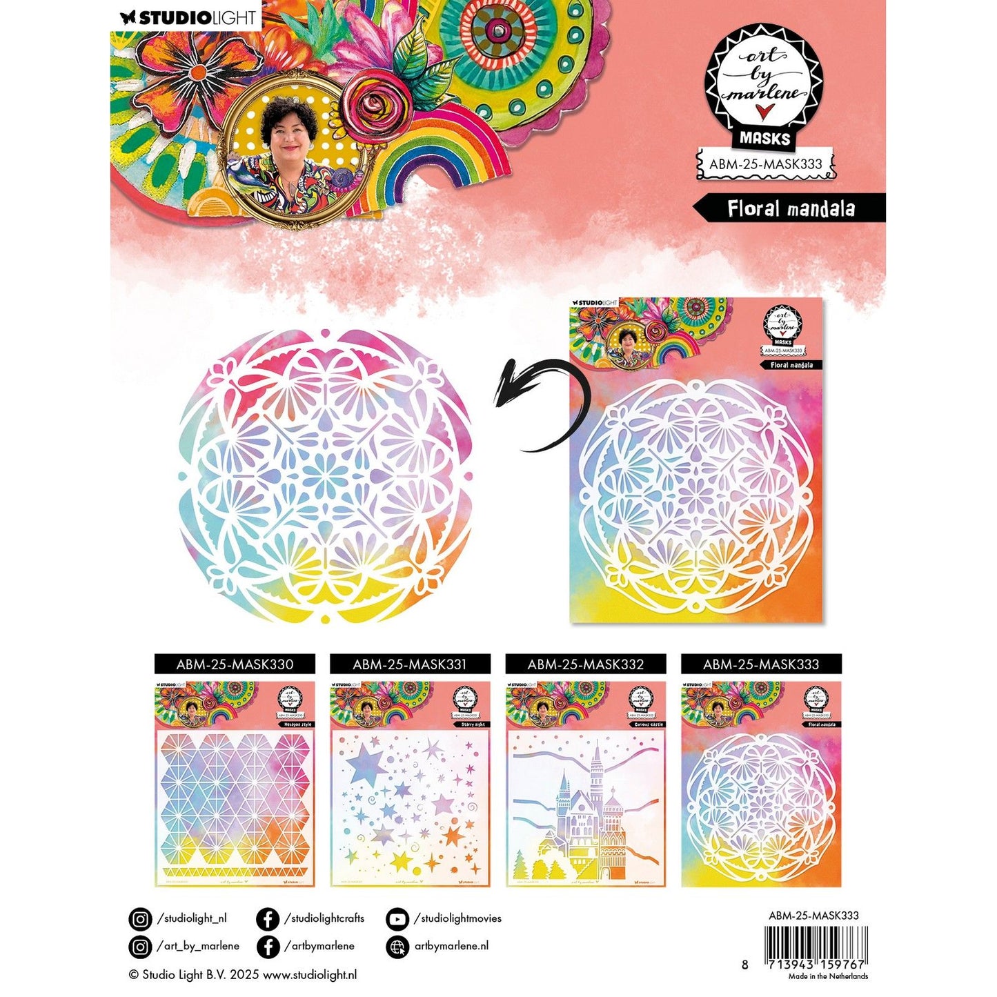 Studio light • art by marlene mask stencil floral mandala