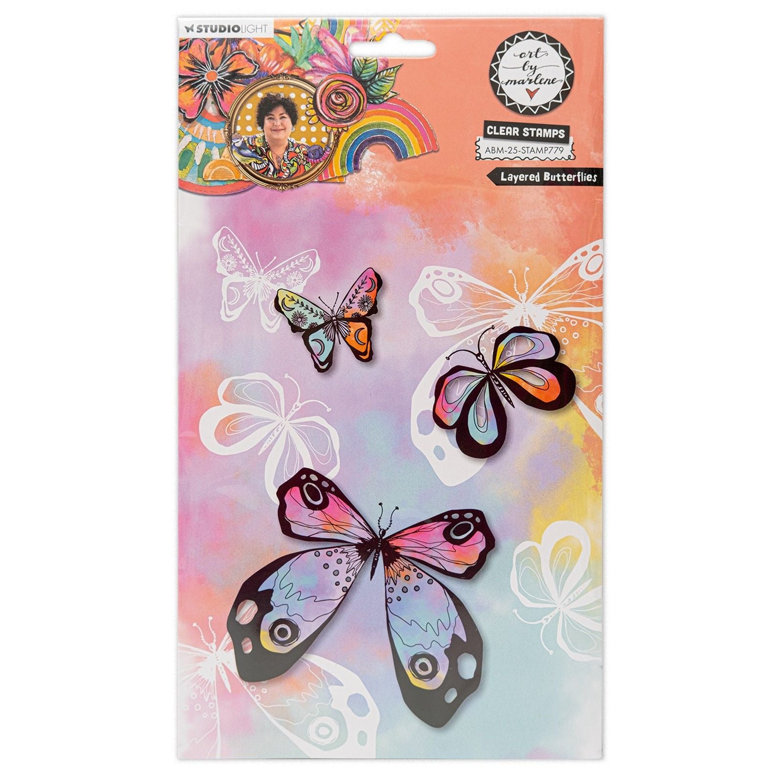 Studio light • art by marlene clear stamp layered butterflies