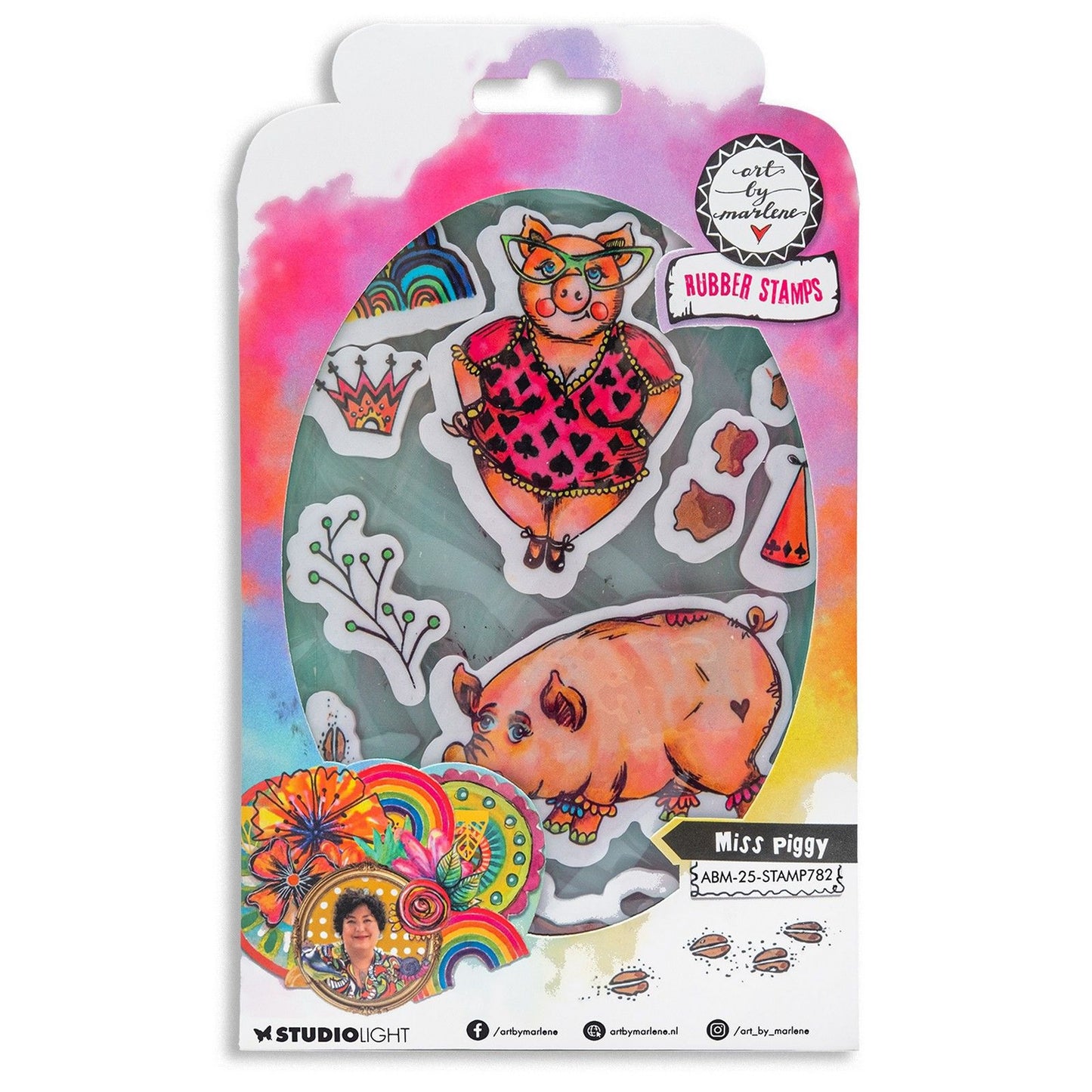 Studio light • art by marlene cling rubber stamp miss piggy