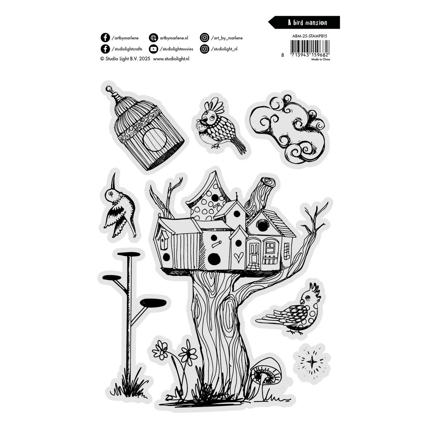 Studio light • art by marlene clear stamp a bird mansion