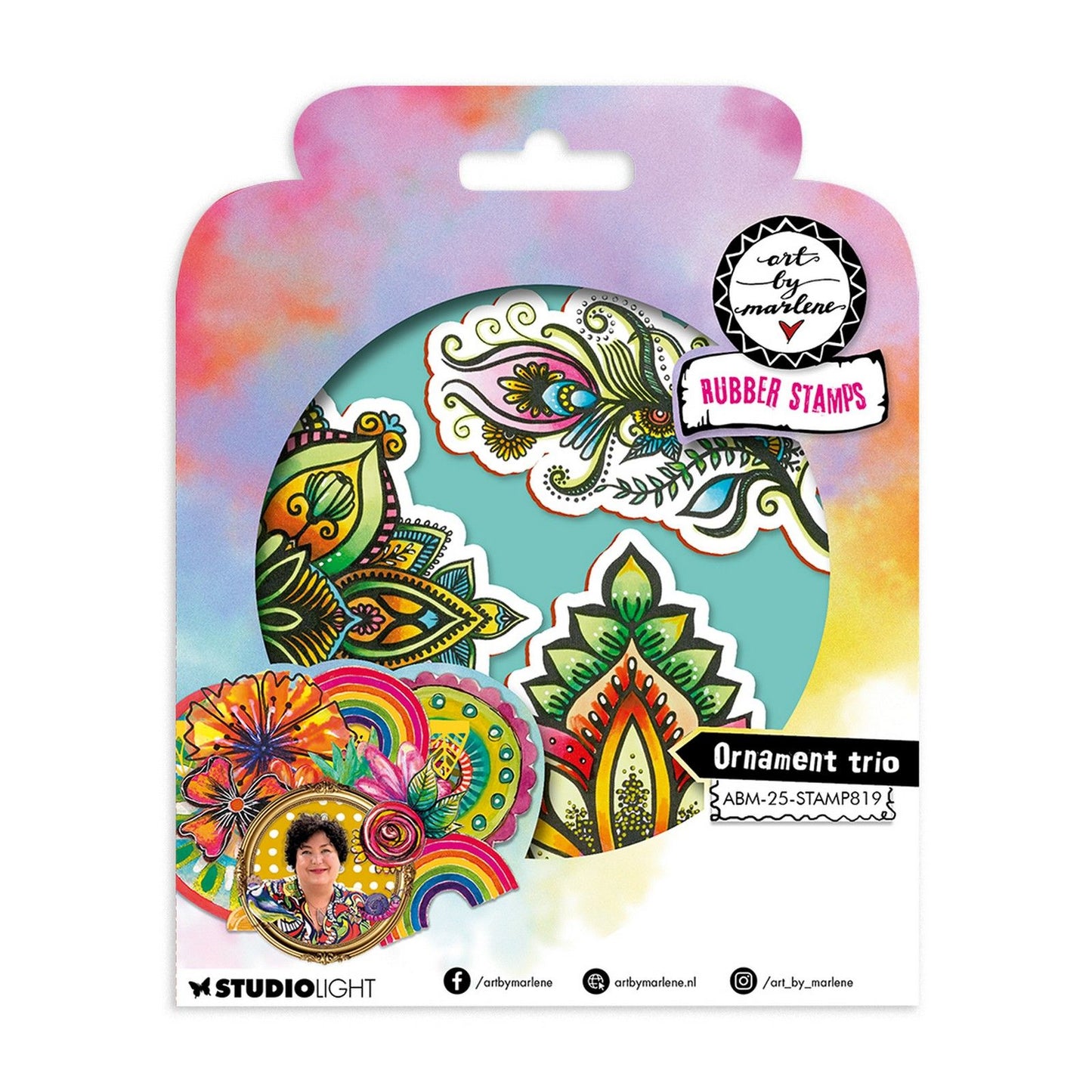 Studio light • art by marlene cling rubber stamp ornament trio