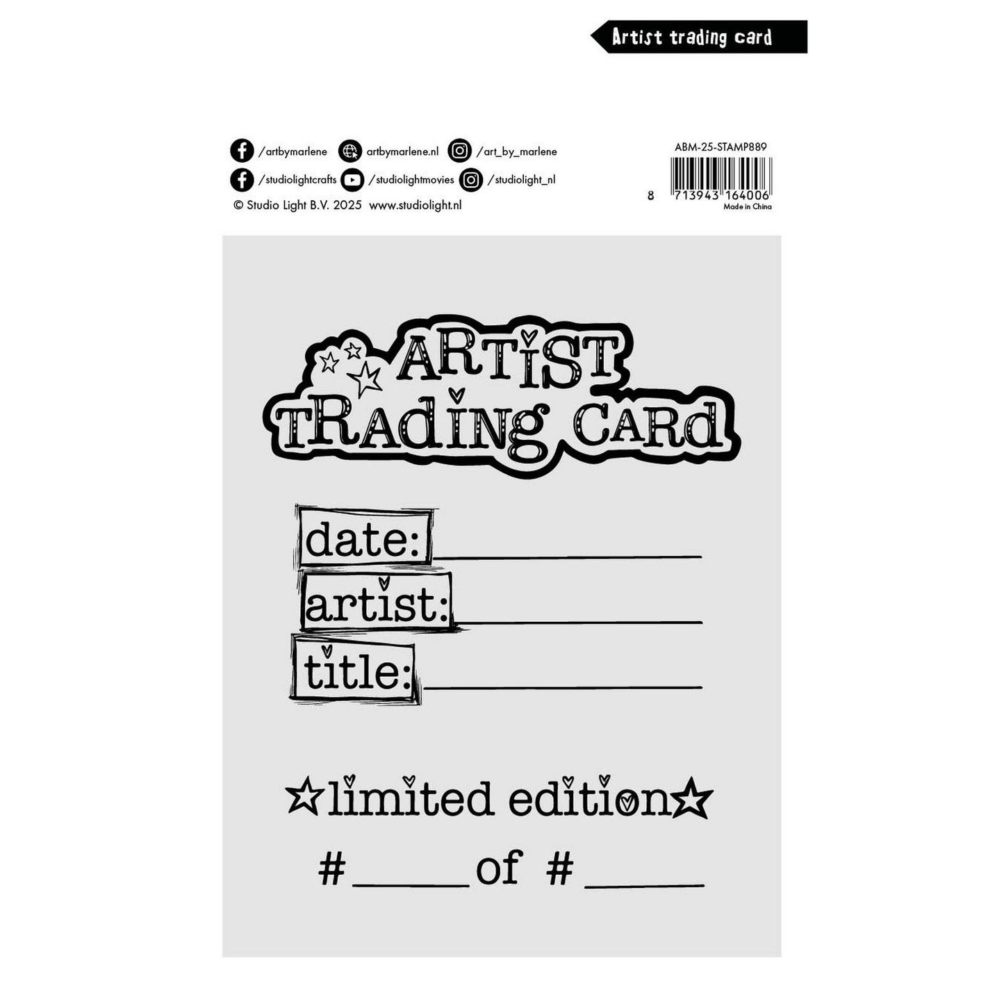 Studio light • art by marlene clear stamp artist trading card