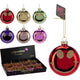Kersthanger kerstbal plat smiley glas 8,8cm 6 assorti display a 12 stuks