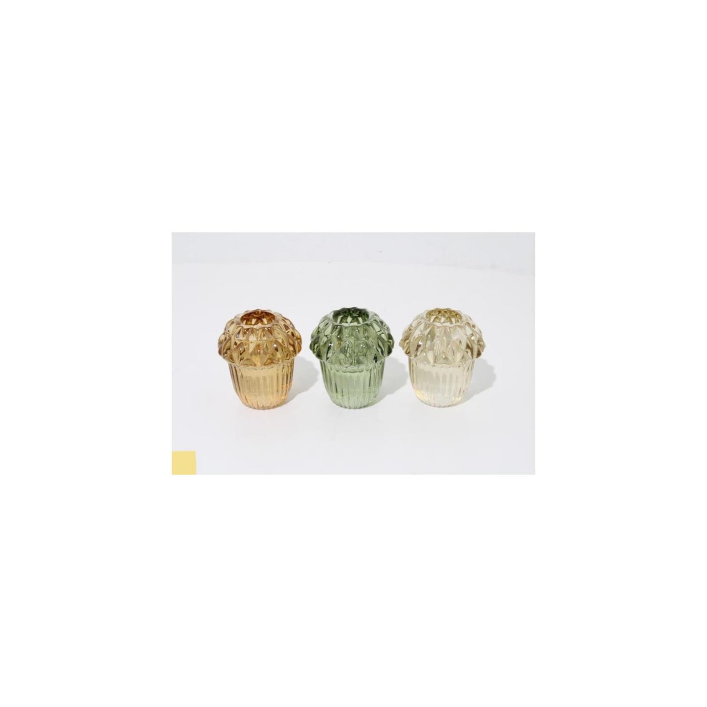 Home styling kandelaar 6,4cm 3 assorti kandelaar eikel glas 6,4cm