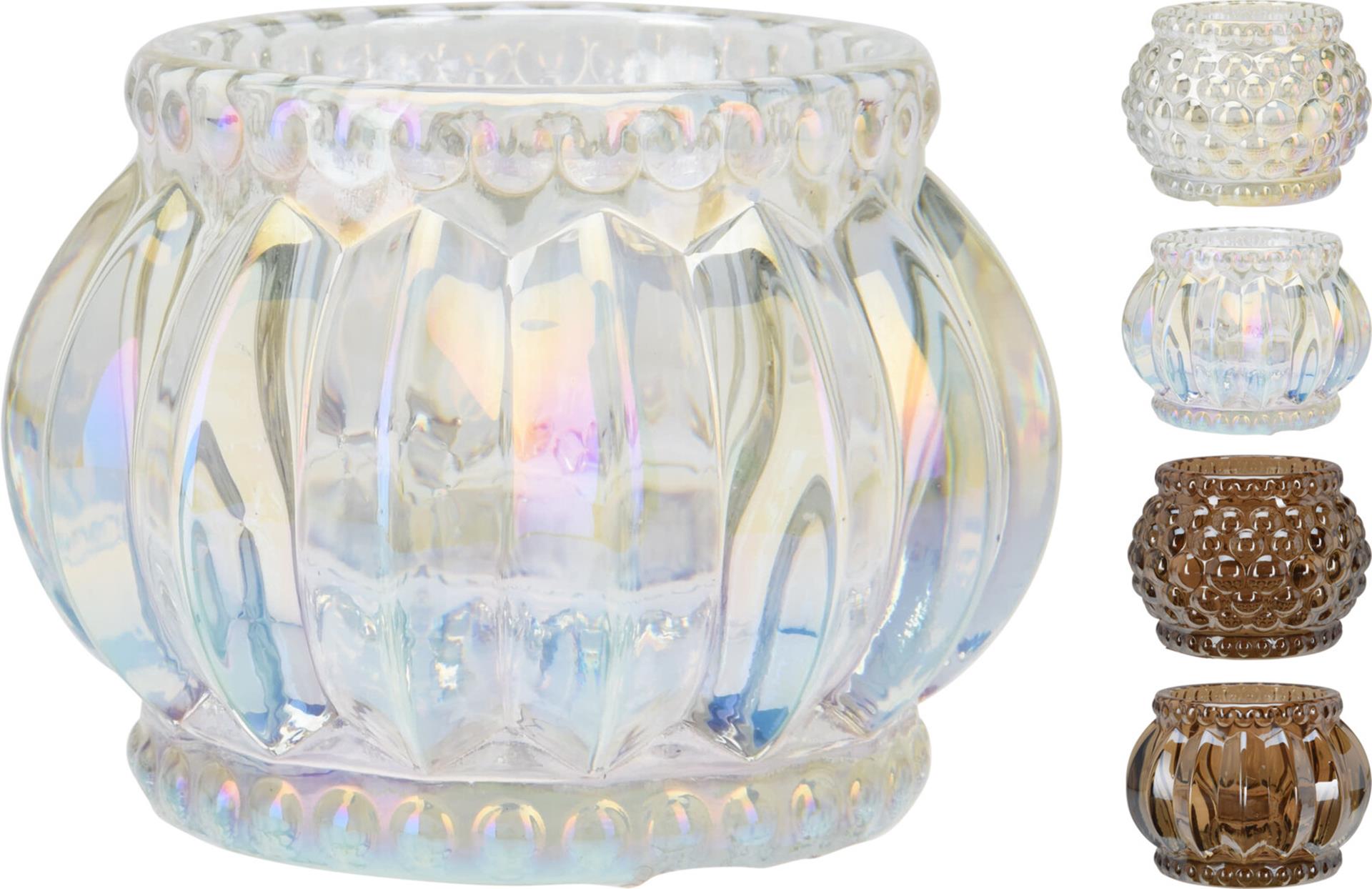 Home styling kandelaar 7cm glas iriserend