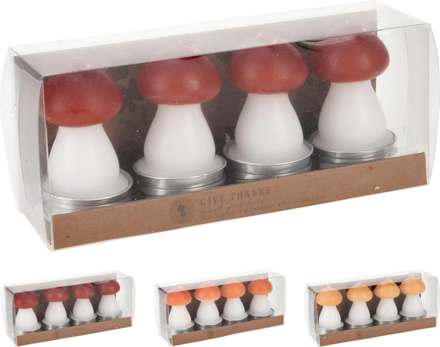 Home styling paddenstoel kaarsset 4-delig 3x7cm