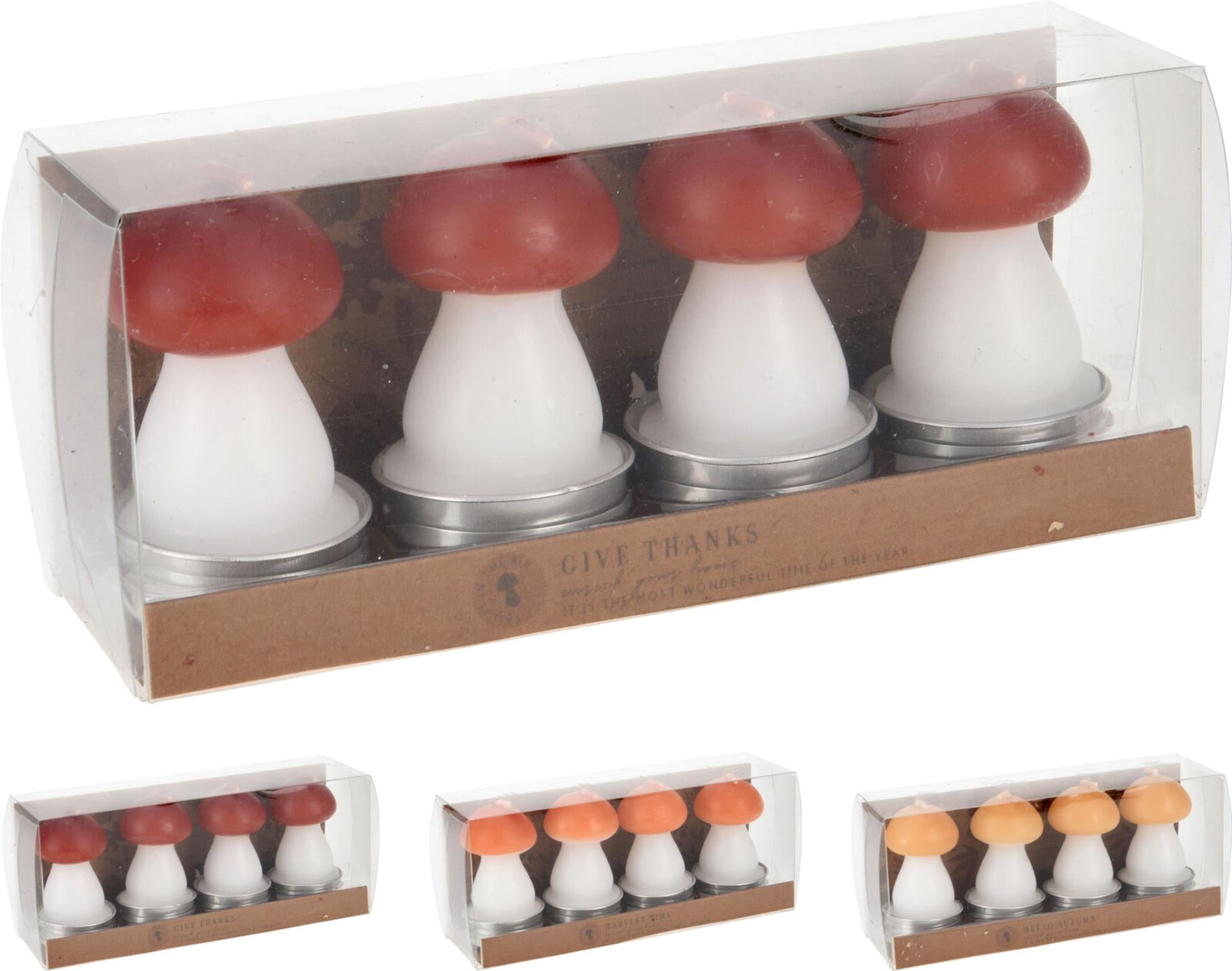 Home styling paddenstoel kaarsset 4-delig 3x7cm