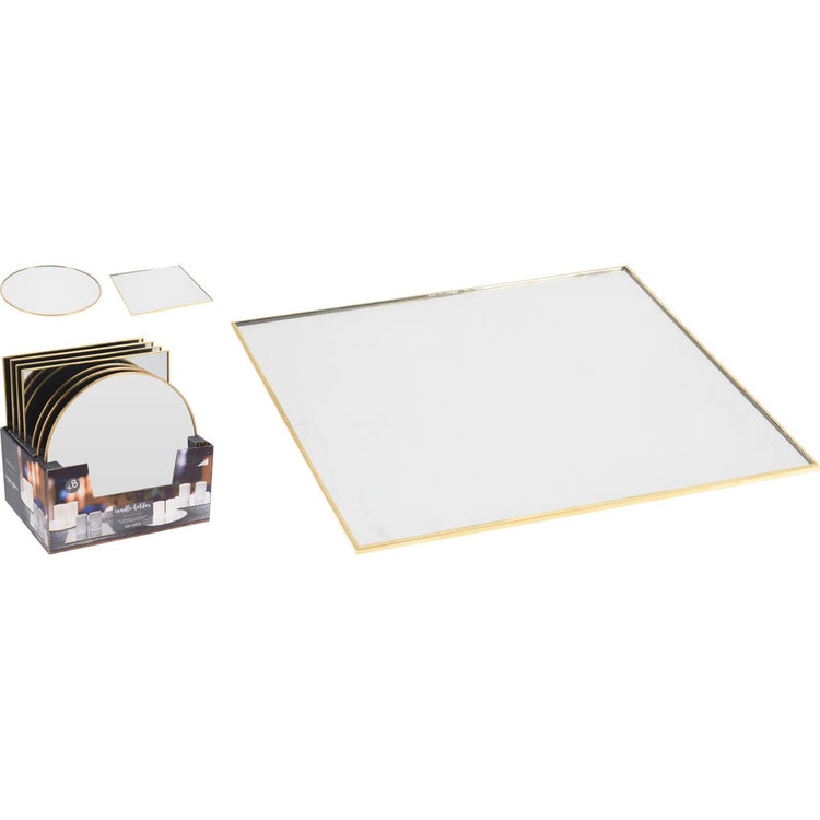 Home styling onderzetter spiegel goud zilver 25cm