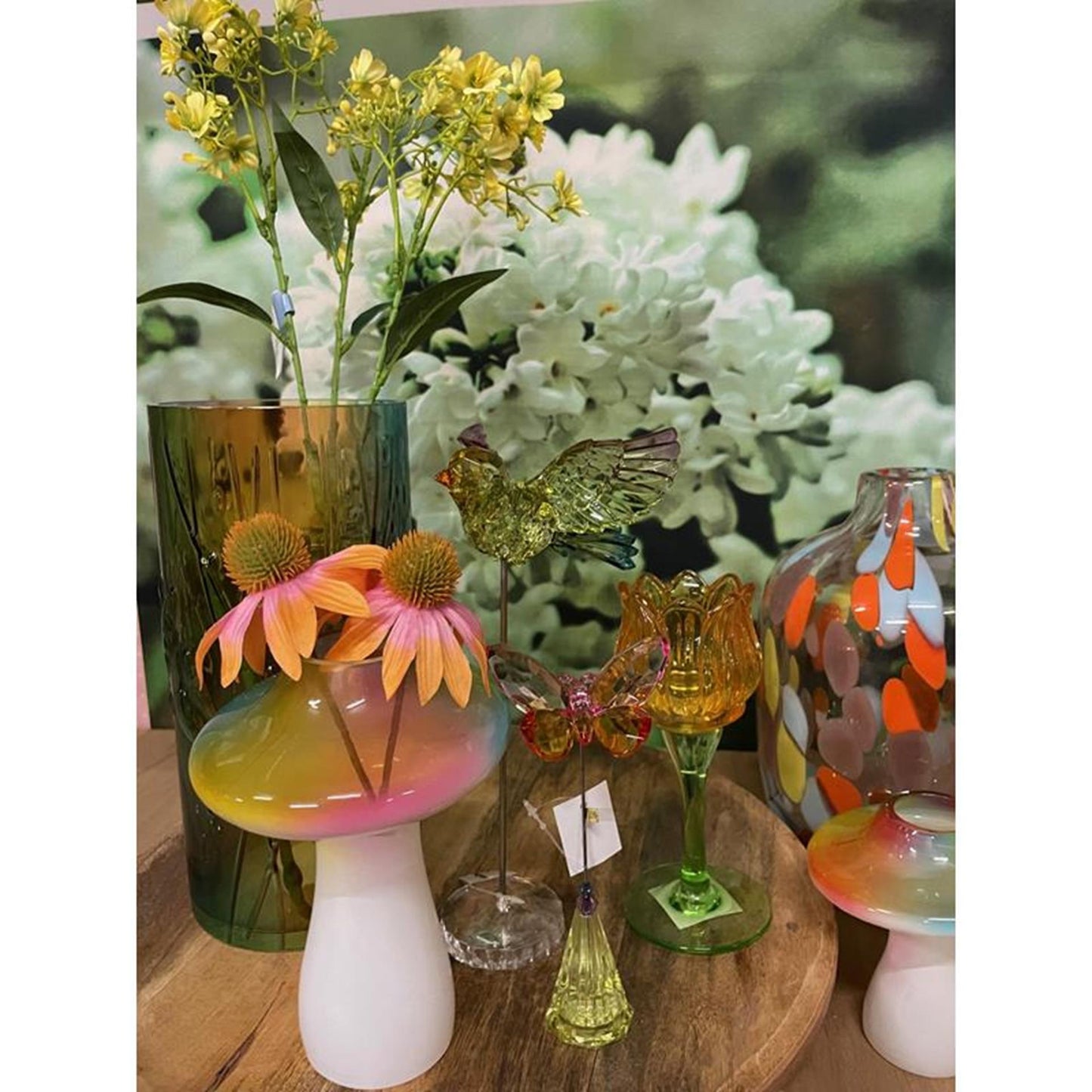 Cosydecor beeld kolibrie op steel multicolor acryl 16x6x6,5cm