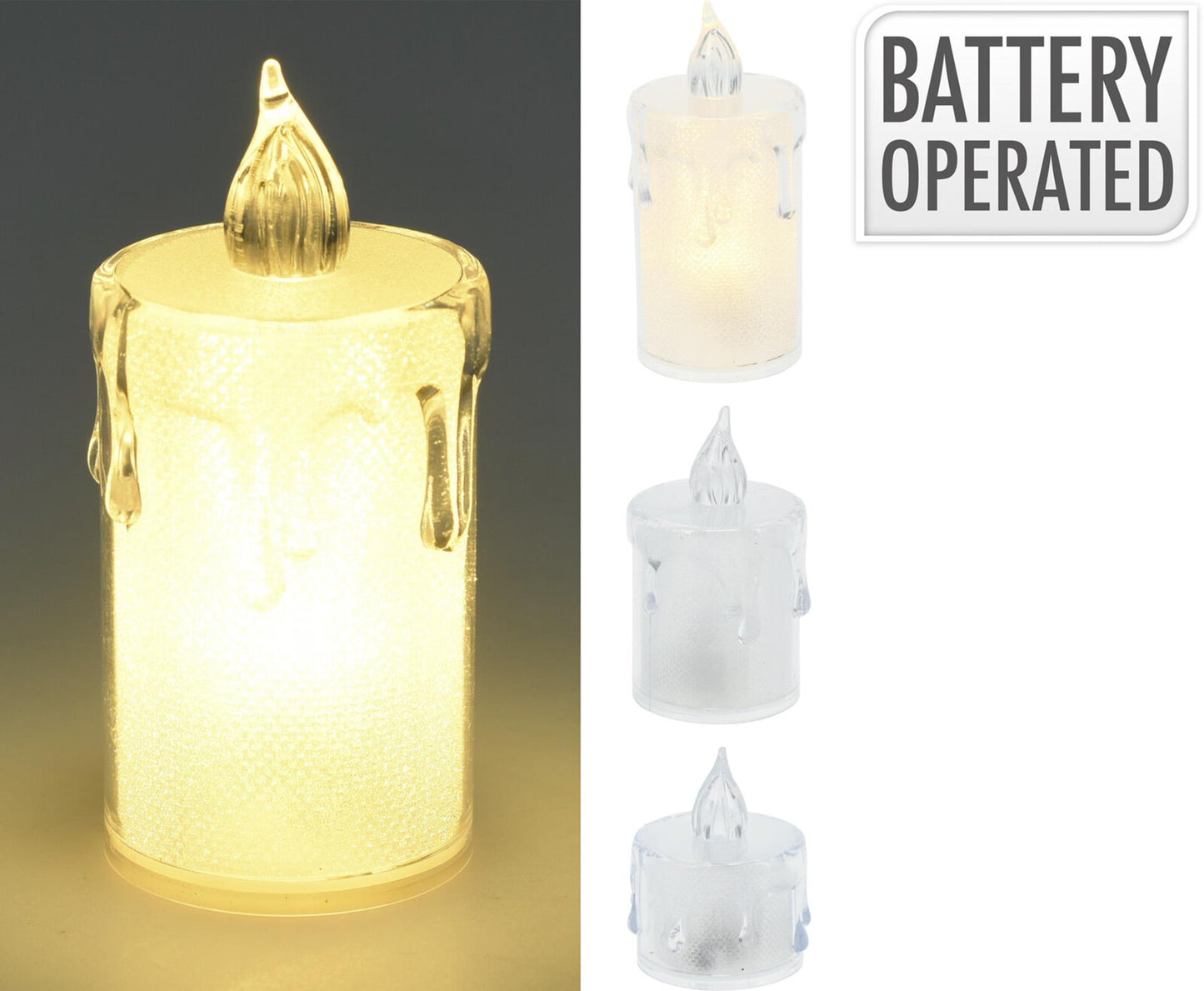 Home styling kaarsjes kunststof led op batterij set van 3 stuks