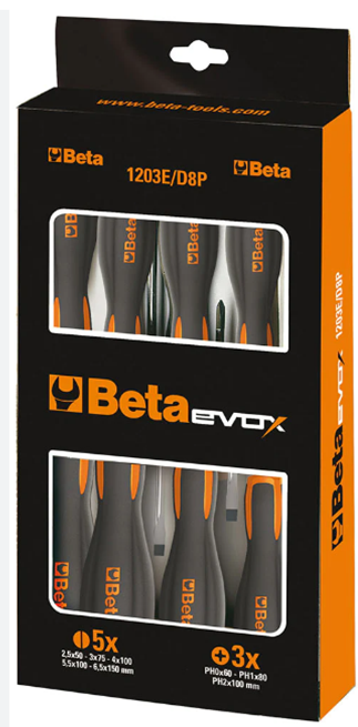 Schroevendraaierset Beta Tools Evox 1203E D8P - 8 delig