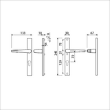 Ami deurkruk 357 vastdraaibaar 245 30 profielcilinder 72 m5 r5,5 f1 deurdikte 53 57 mm. - 511740 - afbeelding 2