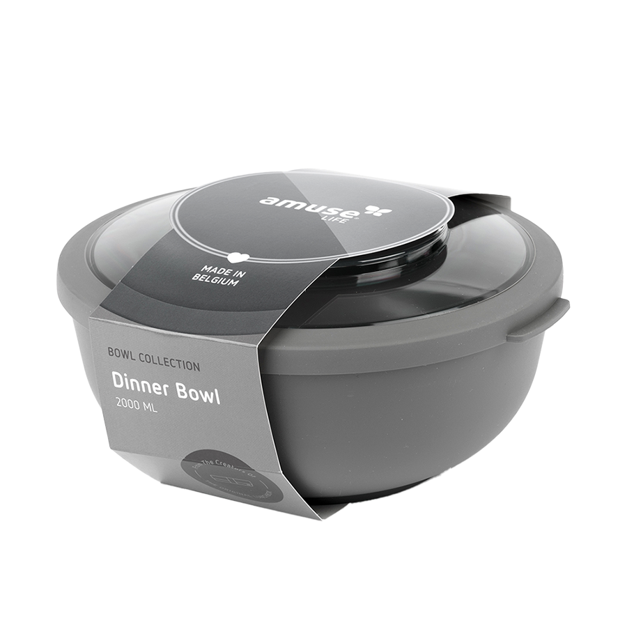 Amuse life dinner bowl met deksel grijs 2000ml