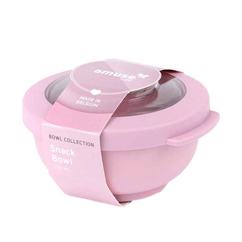 Amuse life snack bowl met deksel roze 200ml